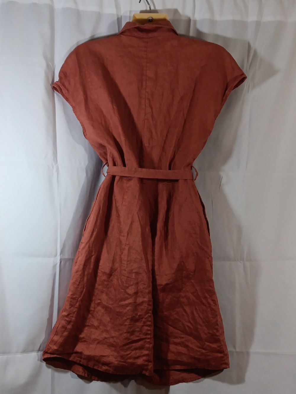 MNG Mango Womens 6 Linen Shirt Dress Button Down Belted - Picture 8 of 11